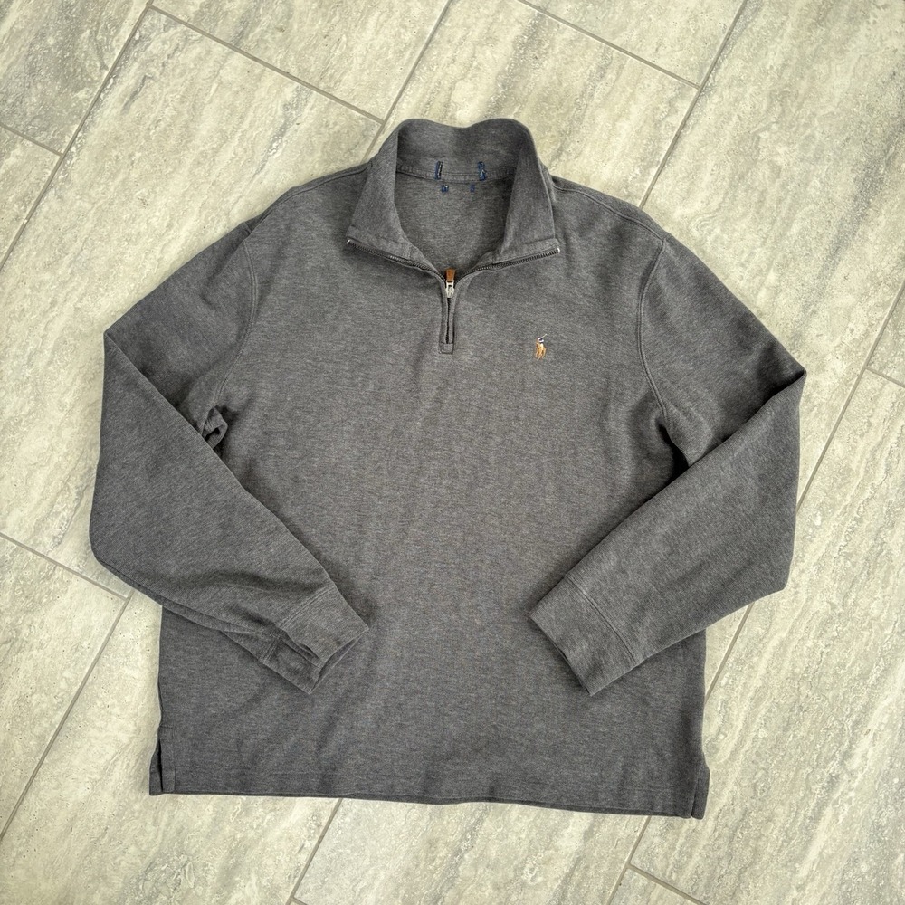 Polo Ralph Lauren Sweater Men L Quarter Zip Pullover Estate Rib Brushed Preppy
